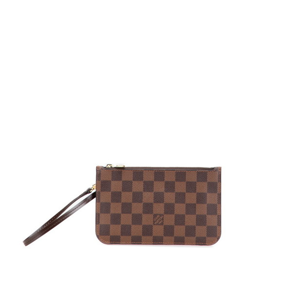 LOUIS VUITTON Authentic Brown Damier Leather Neverfull Pouch